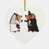 Funny Bride en Groom Hedégel Wedding Art Keramisch Ornament (Voorkant)