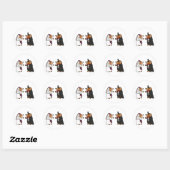 Funny Bride en Groom Hedégel Wedding Art Ronde Sticker (Vel)
