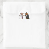 Funny Bride en Groom Hedégel Wedding Art Ronde Sticker (Tas)