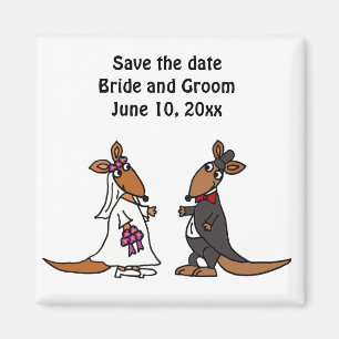 Funny Bride en Groom Kangaroo Wedding Design Magneet