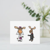 Funny Bride en Groom Moose Wedding Briefkaart (Staand voorkant)