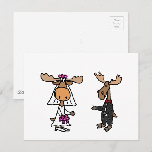 Funny Bride en Groom Moose Wedding Briefkaart (Voorkant / Achterkant)