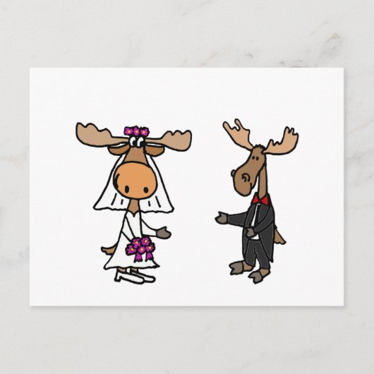 Funny Bride en Groom Moose Wedding Briefkaart (Voorkant)