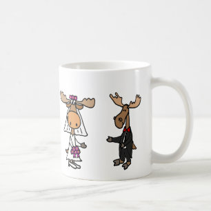 Funny Bride en Groom Moose Wedding Koffiemok