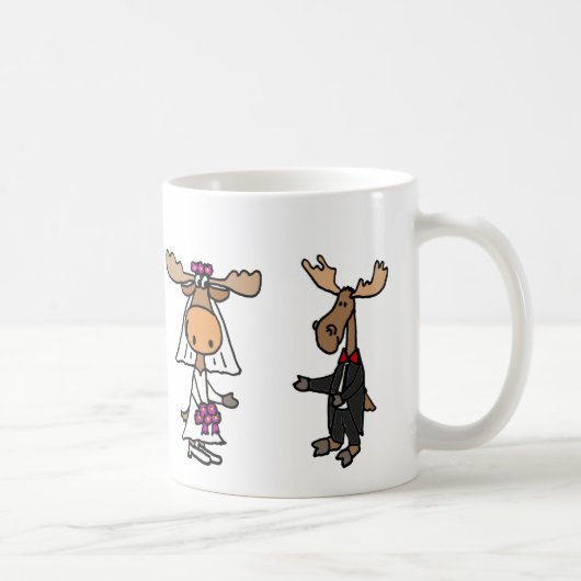 Funny Bride en Groom Moose Wedding Koffiemok (Rechts)