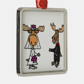 Funny Bride en Groom Moose Wedding Metalen Ornament (Rechts)