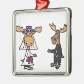 Funny Bride en Groom Moose Wedding Metalen Ornament (Links)