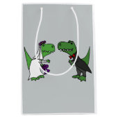 Funny Bride en Groom T-rex Dinosaur Gift Bag Medium Cadeauzakje (Voorkant)