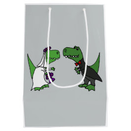 Funny Bride en Groom T-rex Dinosaur Gift Bag Medium Cadeauzakje