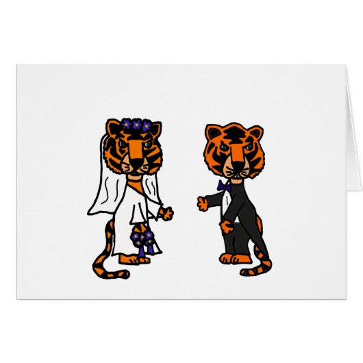 Funny Bride en Groom Tiger Wedding Art (Voorkant Horizontaal)