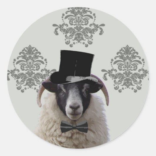 Funny bridegroom schaap bovenin ronde sticker (Voorkant)