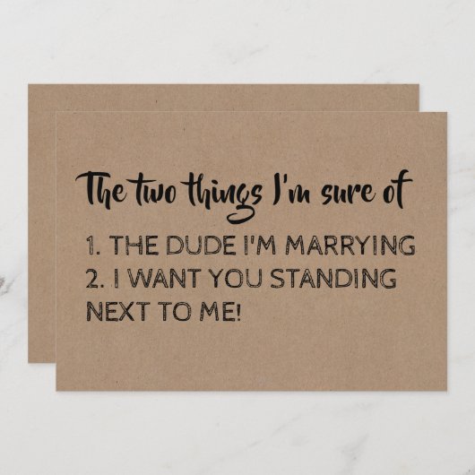 Funny Bridesmaid / Maid of Honor proposal Kaart (Voorkant / Achterkant)