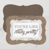 Funny Bridesmaid / Maid of Honor Rustic Burlap Kaart (Voorkant / Achterkant)