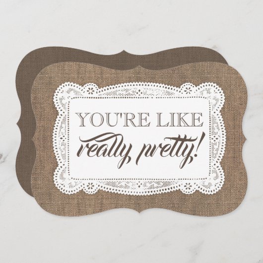 Funny Bridesmaid / Maid of Honor Rustic Burlap Kaart (Voorkant / Achterkant)