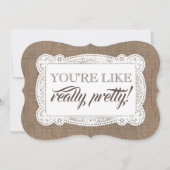 Funny Bridesmaid / Maid of Honor Rustic Burlap Kaart (Voorkant)
