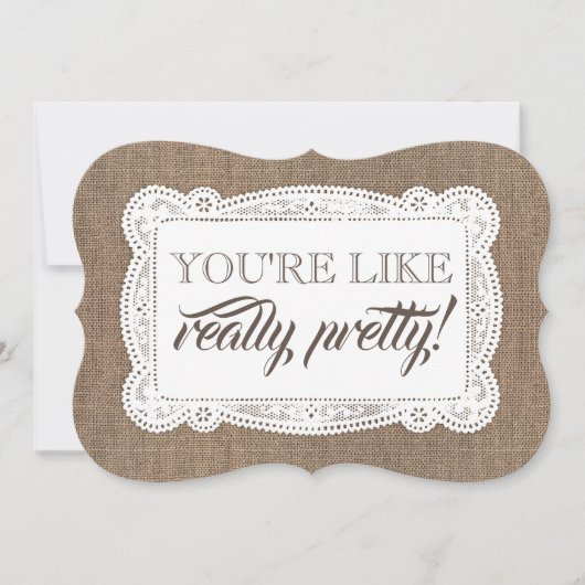 Funny Bridesmaid / Maid of Honor Rustic Burlap Kaart (Voorkant)