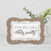 Funny Bridesmaid / Maid of Honor Rustic Burlap Kaart (Staand voorkant)