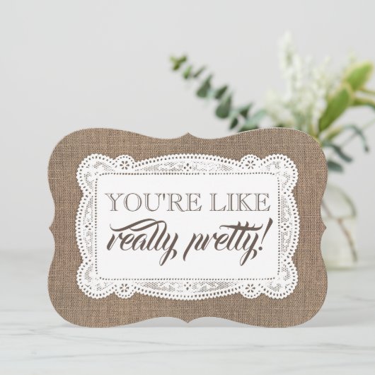 Funny Bridesmaid / Maid of Honor Rustic Burlap Kaart (Staand voorkant)