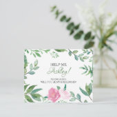 Funny BRIDESMAID VOORSTEL card, Greenery Pink Rose Kaart (Staand voorkant)