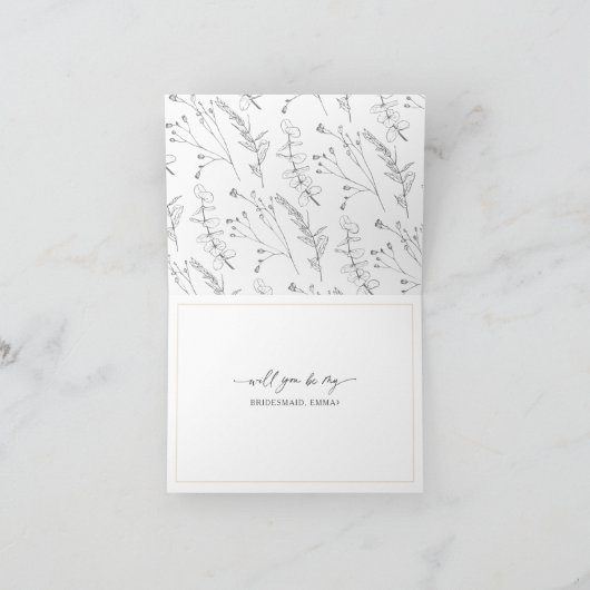 Funny Bridesmaid-voorstel, champagne ivoor simpel Kaart (Binnen)