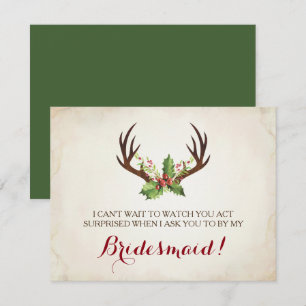 Funny BRIDESMAID-VOORSTEL ~ Deer Antlers Kaart