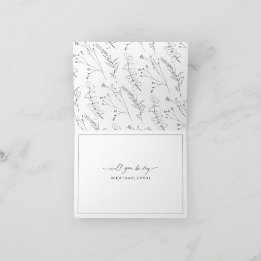 Funny Bridesmaid-voorstel, Dusty Blue Modern scrip Kaart (Binnen)