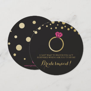 Funny BRIDESMAID-VOORSTEL-kaart ~ Black & Faux Gol Kaart