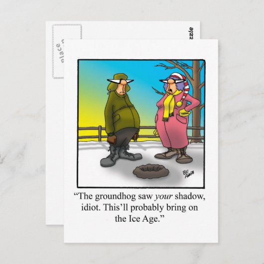 Funny Briefkaart Groundhog Day (Voorkant / Achterkant)