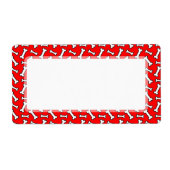 Funny Bright Red Dog Bone Pattern voor Hondenliefh Etiket (Voorkant)