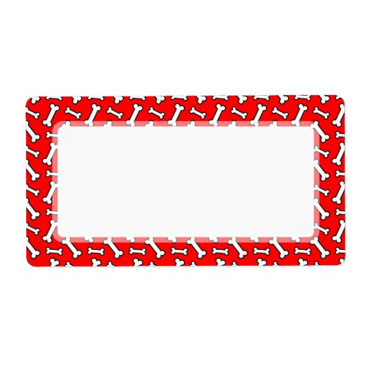 Funny Bright Red Dog Bone Pattern voor Hondenliefh Etiket (Voorkant)