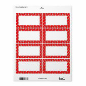 Funny Bright Red Dog Bone Pattern voor Hondenliefh Etiket (Full Sheet)