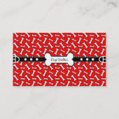 Funny Bright Red Dog Bone Pattern voor Hondenliefh Visitekaartje (Achterkant)