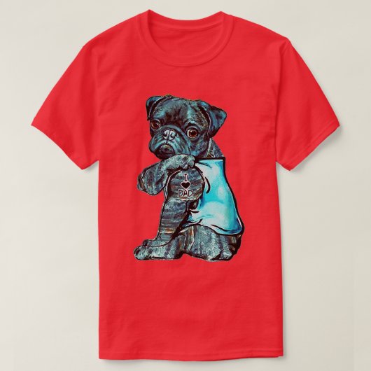 Funny Brindle Pug Dog I Love Dad Tattoo Brindle Pu T-shirt (Design voorkant)