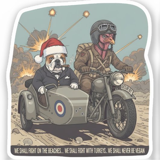 Funny British anti vegan Christmas Sticker (Voorkant)