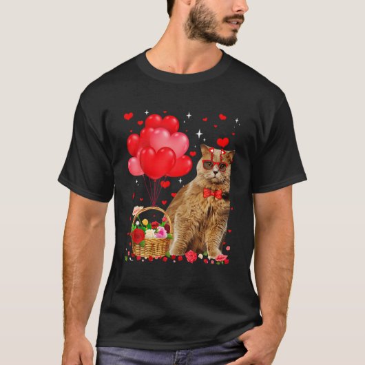 Funny British Longhair Cat Heart Valentijn Cat Lov T-shirt (Voorkant)
