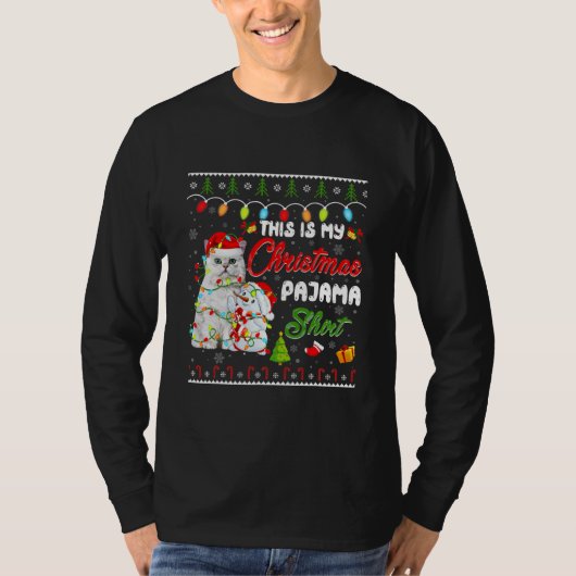 Funny British Longhair This Is My Christmas T-shirt (Voorkant)