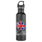 Funny British Tea Shirt UK Tapot Union Jack vlag Waterfles (Voorkant)