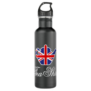 Funny British Tea Shirt UK Tapot Union Jack vlag Waterfles