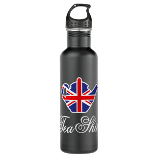 Funny British Tea Shirt UK Tapot Union Jack vlag Waterfles