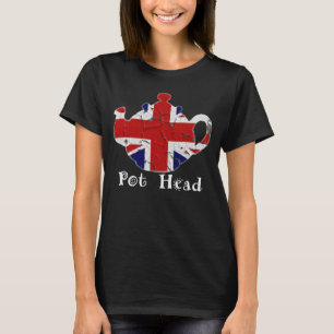 Funny British Teapot Pot Head Distress T-shirt