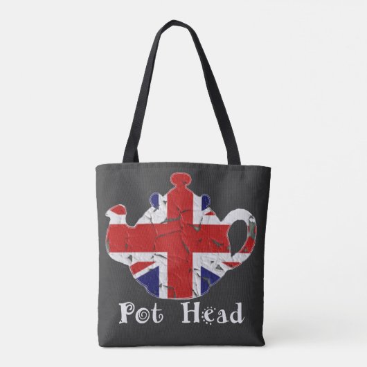 Funny British Teapot Pot Head Distress Tote Bag (Achterkant)