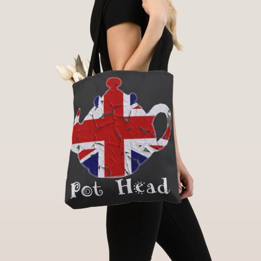 Funny British Teapot Pot Head Distress Tote Bag (Dichtbij)