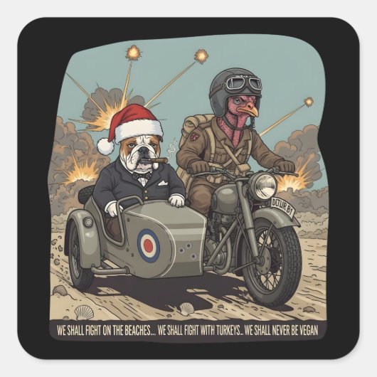 Funny British themed Christmas Vierkante Sticker (Voorkant)