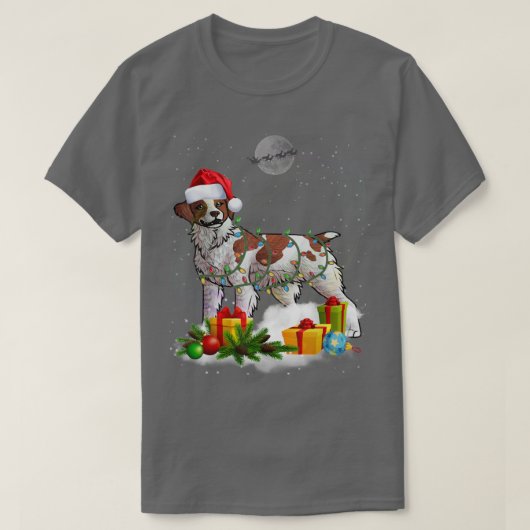 Funny Brittany Spaniel Dog Kerstmis kerstlamskerst T-shirt (Design voorkant)