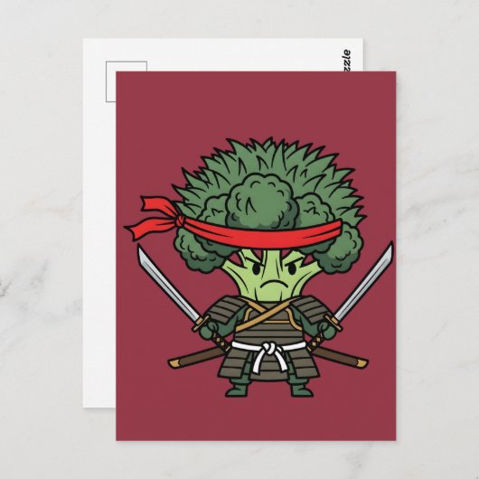 Funny Broccoli Samurai Warrior Japanese Art Illust Briefkaart (Voorkant / Achterkant)