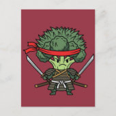 Funny Broccoli Samurai Warrior Japanese Art Illust Briefkaart (Voorkant)