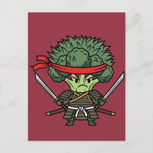 Funny Broccoli Samurai Warrior Japanese Art Illust Briefkaart (Voorkant)