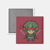 Funny Broccoli Samurai Warrior Japanese Art Illust Magneet (Voorkant / Achterkant)