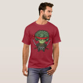 Funny Broccoli Samurai Warrior Japanese Art Illust T-shirt (Voorkant volledig)