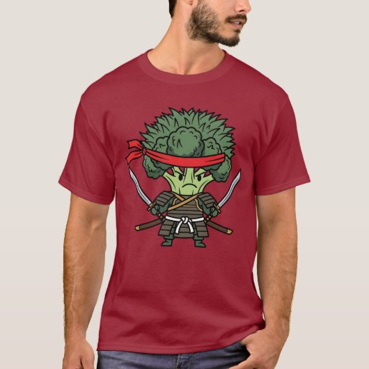 Funny Broccoli Samurai Warrior Japanese Art Illust T-shirt (Voorkant)